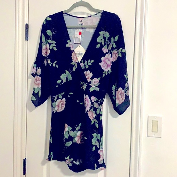 Selfie Leslie Pants - NWT Selfie Leslie Navy/Mauve Floral Romper